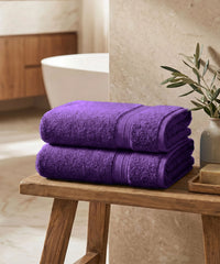 Soft Comfort 2Pc Bath Towel Set, Plum|509 GSM Cotton|Air Rich Technology