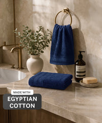 Luxe Home Egyptian Cotton 2 Pc Hand Towel Set,Academy Blue| 700 GSM | 100% Egyptian Cotton