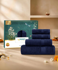 Carnival Towels 4Pc Set, Regal Blue| 450 GSM, 100% Cotton