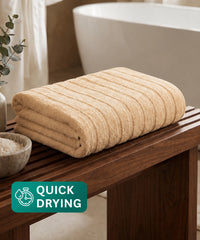 Quick Dry 1 Pc Bath Towel, Beige|400 GSM Cotton