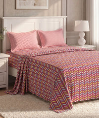 Urban Comfort Queen Bedsheet Set, Party Mood Pink |144 TC Cotton| 2 Pillow Covers