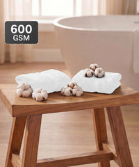 Luxe Home Supima Cotton 2 Pc Hand Towel Set, White| 600 GSM | 100% Supima Cotton