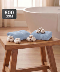 Luxe Home Supima Cotton 2 Pc Hand Towel Set , Dusty Blue| 600 GSM | 100% Supima Cotton