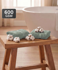 Luxe Home Supima Cotton 2 Pc Hand Towel Set, Priarie Sage| 600 GSM | 100% Supima Cotton