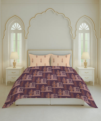 Home Essential Royal Bloom Queen Bedsheet Set, Mirabella Coral | 144TC Cotton| 2 Pillow Covers
