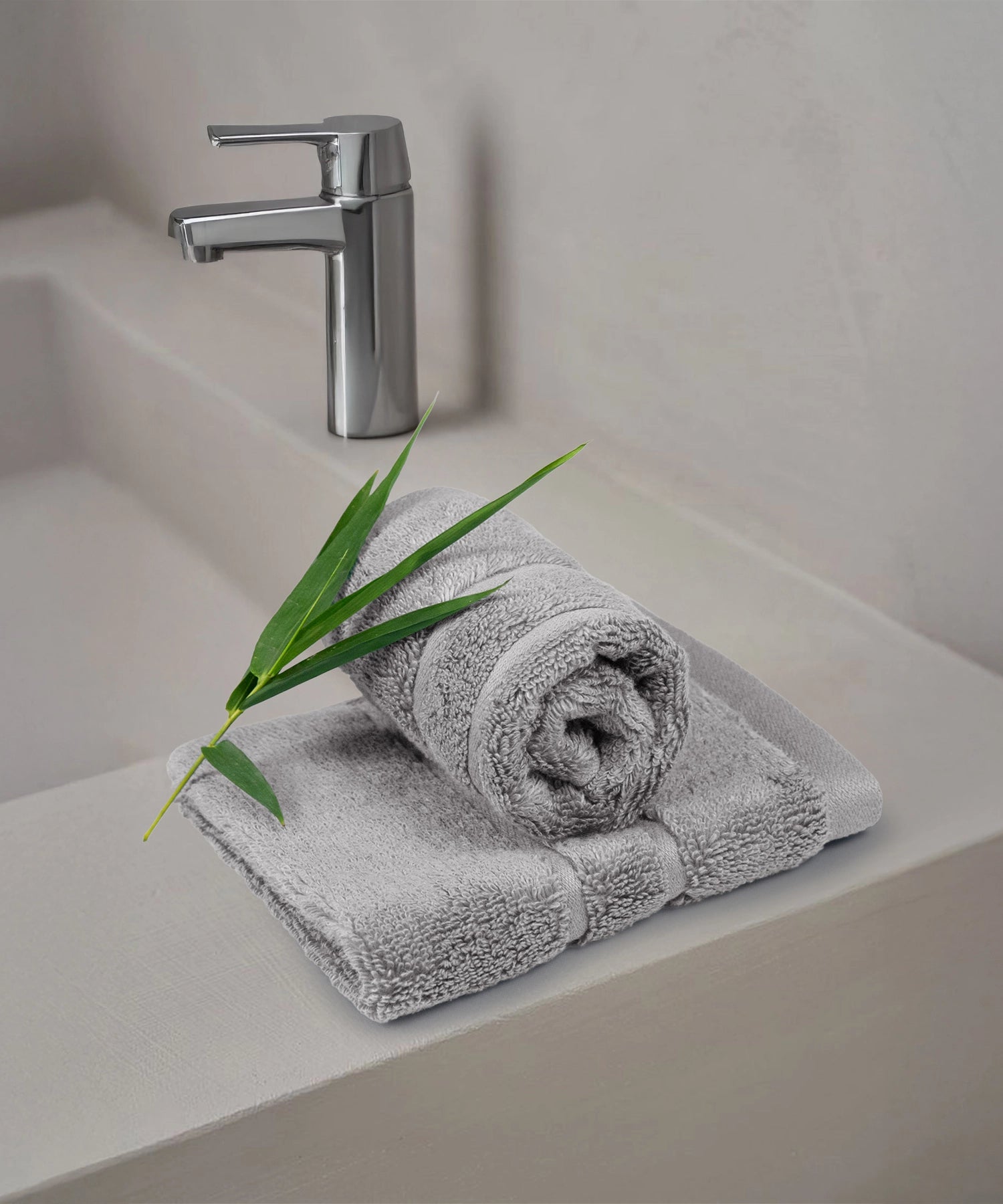 Luxe Home 2Pc Face Towel, Charcoal| 600 GSM Cotton Bamboo