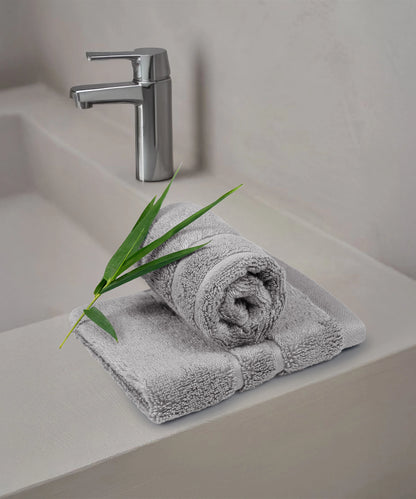 Luxe Home 2Pc Face Towel, Charcoal| 600 GSM Cotton Bamboo