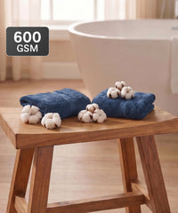 Luxe  Home Supima Cotton 2 Pc Hand Towel Set, Sea Blue| 600 GSM | 100% Supima Cotton
