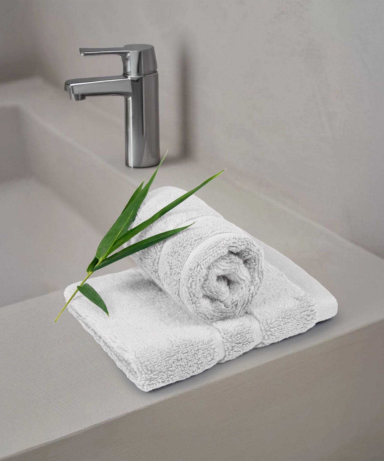 Luxe Home 2Pc Face Towel, Silver| 600 GSM Cotton Bamboo