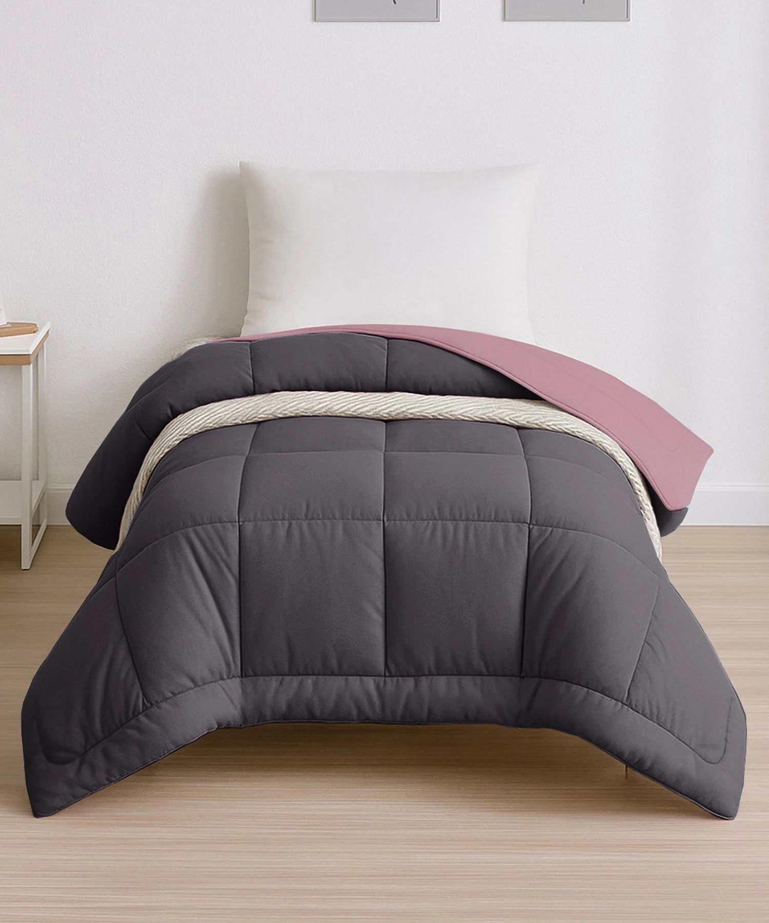 Soft Comfort Solid Single AC Blanket/Comforter, Rose Dust|200 GSM Micro Polyester|Reversible