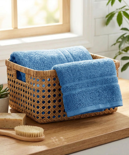 Luxe Home 1Pc Hand Towel, Sea Blue| 600 GSM Cotton Bamboo