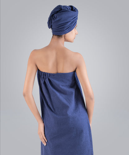 Urban Comfort (Head+Body)Wrap Set,100% Cotton, Light Weight, Durable Deep Cobalt