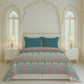 Home Essential Royal Bloom Queen Bedsheet Set, Rosario Teal| 144TC Cotton| 2 Pillow Covers