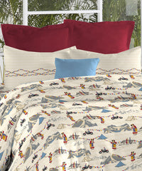 Atulaya Bharat King Bedsheet Set, Leh Rang Rah|144 TC Cotton|2 Pillow Covers