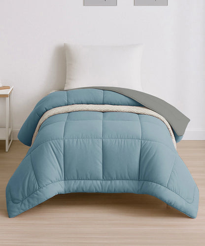Comfort Living Solid Single AC Blanket/Comforter, Blue Fog|120 GSM Polyester|Reversible