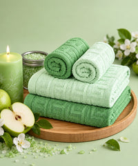 Aroma 4 Pc Towel Set, Green Apple | 500 GSM Cotton