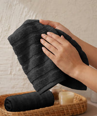 Quick Dry 2 Pc Hand Towel, Black|400 GSM Cotton
