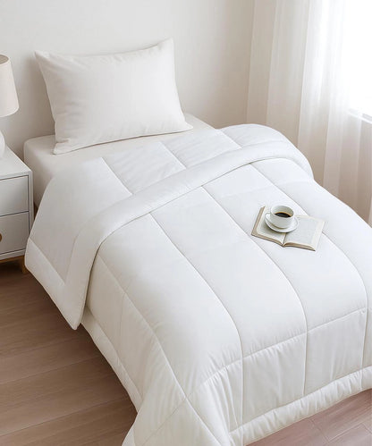 Comfort Living Solid Single AC Blanket/Comforter, Milky White|120 GSM Polyester|Reversible