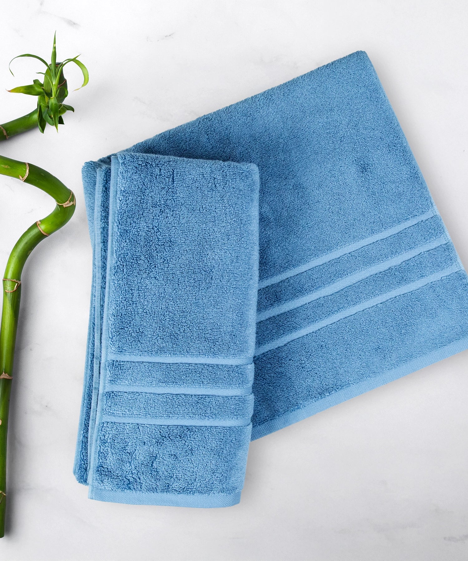 Luxe Home 1Pc Bath Towel, Sea Blue| 600 GSM Cotton Bamboo