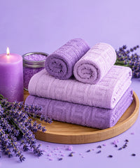 Aroma 4 Pc Towel Set, Lavender | 500 GSM Cotton