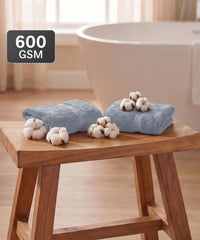 Luxe Home Supima Cotton 2 Pc Hand Towel Set, Ultimate Grey| 600 GSM | 100% Supima Cotton