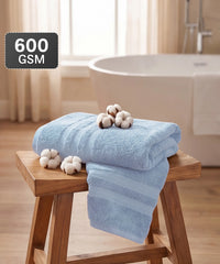 Luxe Home Supima Cotton Bath Towel, Dusty Blue| 600 GSM | 100% Supima Cotton
