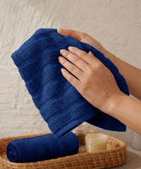 Quick Dry 2 Pc Hand Towel, Navy Blue|400 GSM Cotton