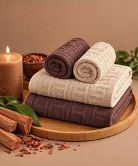 Aroma 4 Pc Towel Set, Sandalwood | 500 GSM Cotton