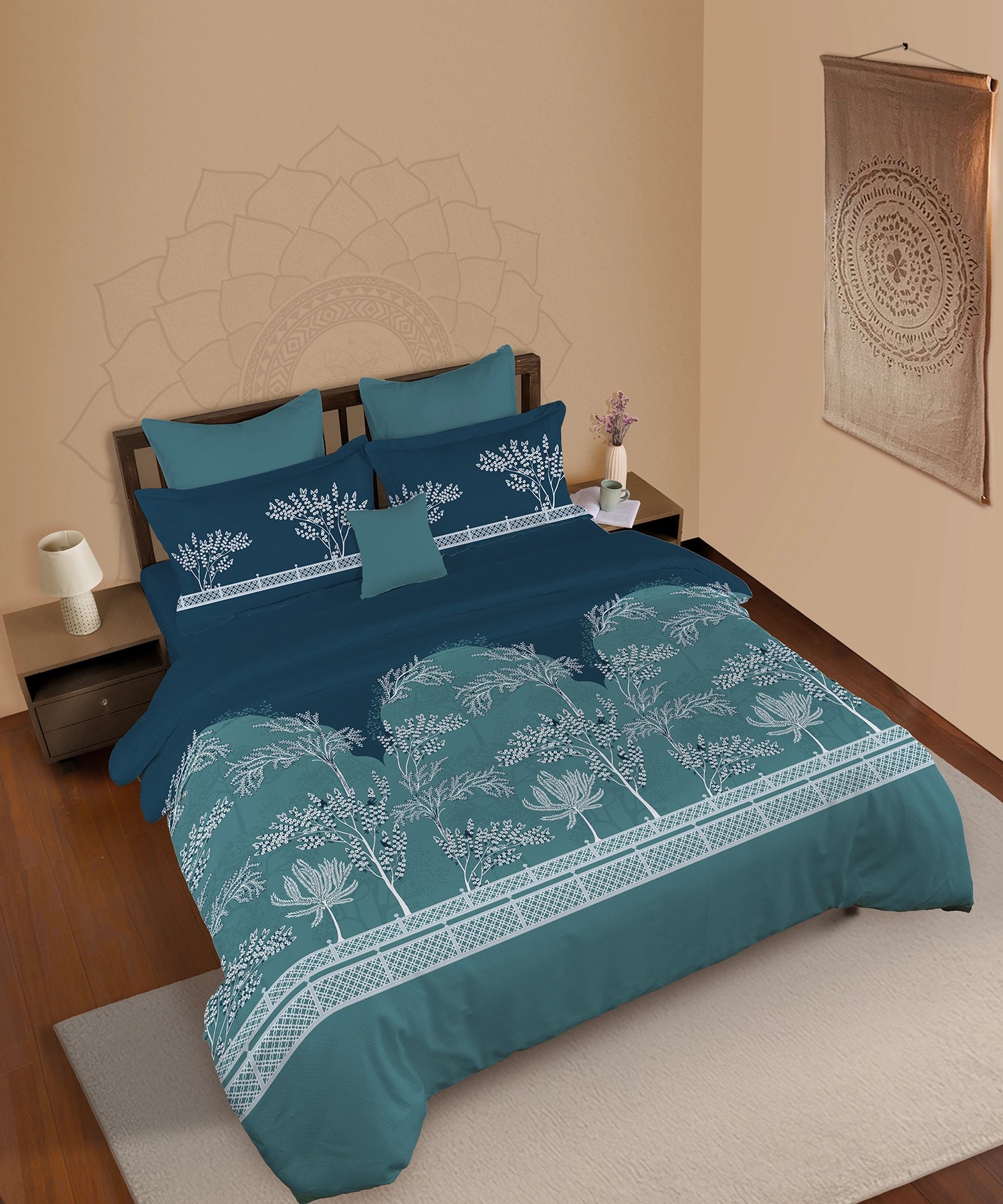 Classic Prakriti King Bedsheet Set, Vayu|210 TC Cotton|2 Pillow Covers