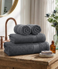Carnival Towels 4Pc Set, Pebble Grey| 450 GSM, 100% Cotton
