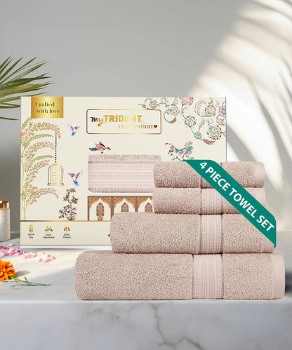 Celebration Nature Luxe 4Pc Set Towel Gift Set, 450 Gsm, 100% Cotton, Solid