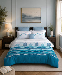 Classic Folklores King Bedsheet Set, River of Realms |210 TC Cotton| 2 Pillow Covers