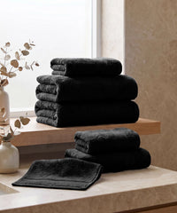 Soft Comfort 6Pc Towel Set, Black|509 GSM Cotton|Air Rich Technology