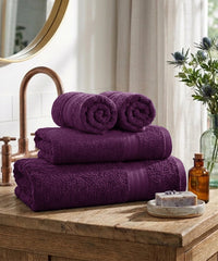 Carnival Towels 4Pc Set, Aubergine| 450 GSM, 100% Cotton
