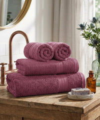 Carnival Towels 4Pc Set, Rouge| 450 GSM, 100% Cotton