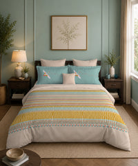 Classic Folklores King Bedsheet Set, Wings Of Weft |210 TC Cotton| 2 Pillow Covers