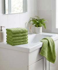 Urban Comfort  6Pc Face Towel Set, Olive| 450 GSM | 100% Cotton