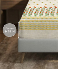 Soft Comfort King Fitted Bedsheet Set, Art Age |200TC Cotton|2 Pillow Covers