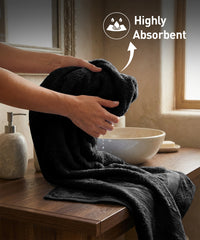 Soft Comfort 1Pc Bath Towel, Black|509 GSM Cotton|Air Rich Technology