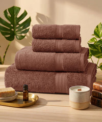 Celebration Towels 4Pc Set, Brown|450GSM, 100% Cotton