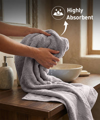 Soft Comfort 1Pc Bath Towel, Charcoal|509 GSM Cotton|Air Rich Technology