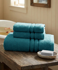 Moment Gold Towels 3Pc Set, Dark Aqua | 400GSM 100% Cotton