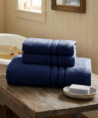 Moment Gold Towels 3Pc Set, Midnight Blue| 400GSM 100% Cotton