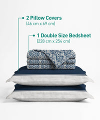 Urban Comfort Queen Bedsheet Set, Audrey |144 TC Cotton| 2 Pillow Covers