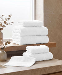 Soft Comfort 6Pc Towel Set, White|509 GSM Cotton|Air Rich Technology