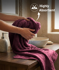 Soft Comfort 1Pc Bath Towel ,Red Wine|509 GSM Cotton|Air Rich Technology