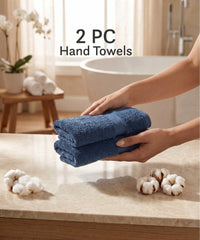 Luxehome Supima Cotton 2 Pc Hand Towel Set, Sea Blue| 600 GSM | 100% Supima Cotton