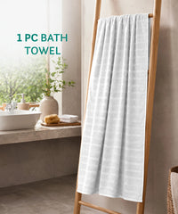 Quick Dry 1 Pc Bath Towel, White|400 GSM Cotton