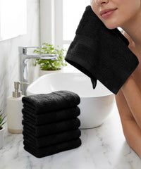 Soft Comfort 6Pc Face Towel Set, Black|509 GSM Cotton|Air Rich Technology