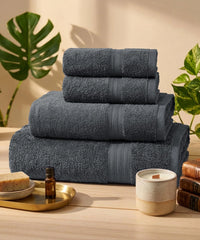 Celebration Towels 4Pc Set, Pebble Grey| 450GSM, 100% Cotton